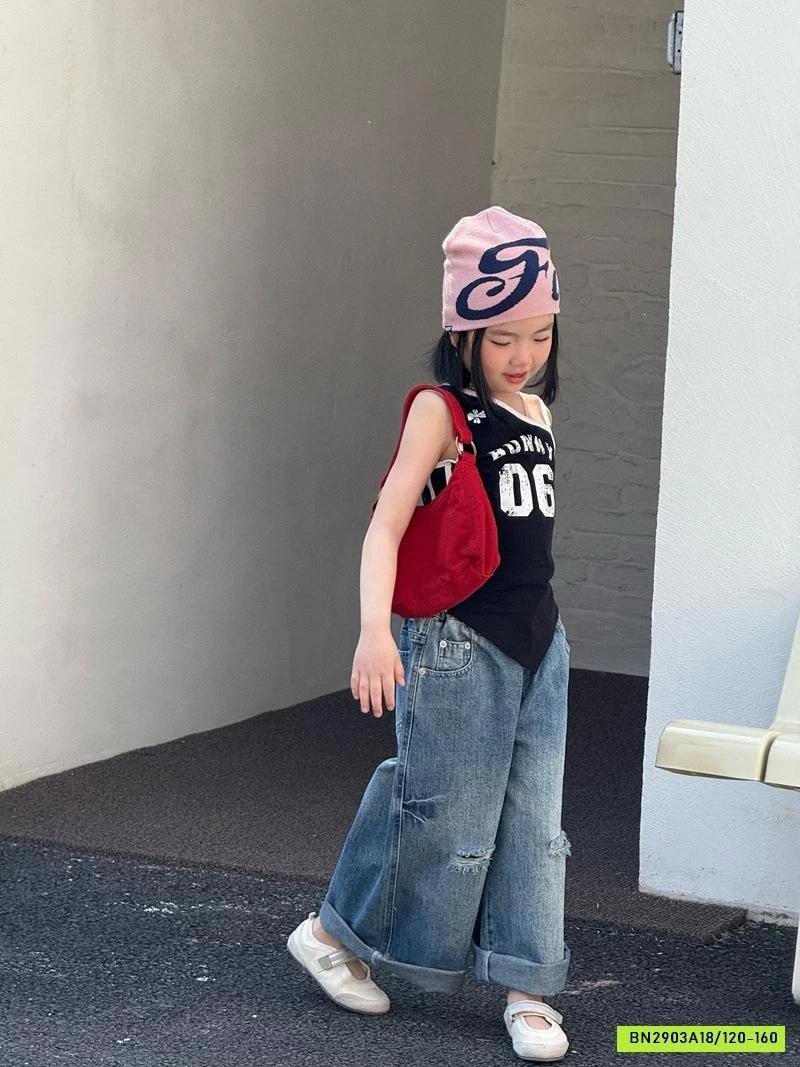 ÁO 2 DÂY LỆCH VAI MIX JEANS BAGGY