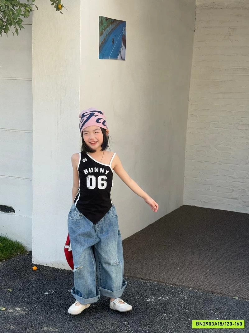 ÁO 2 DÂY LỆCH VAI MIX JEANS BAGGY