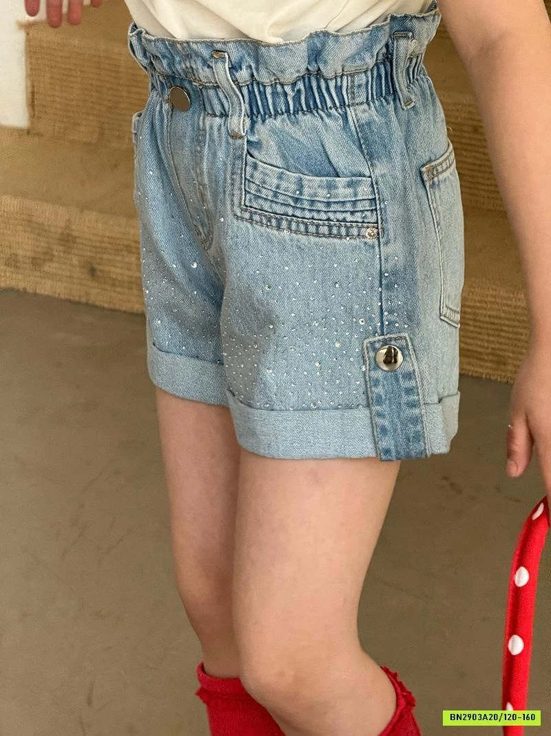 ÁO THUN KITTY MIX SHORT JEANS ĐÍNH ĐÁ