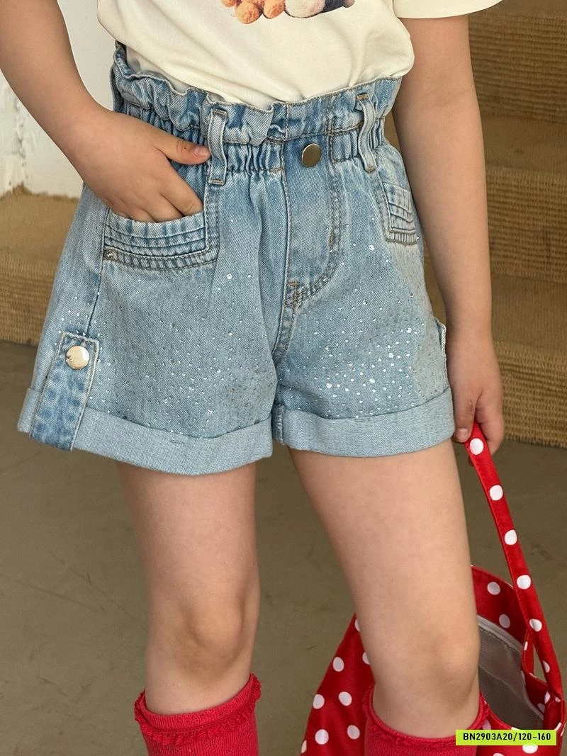 ÁO THUN KITTY MIX SHORT JEANS ĐÍNH ĐÁ