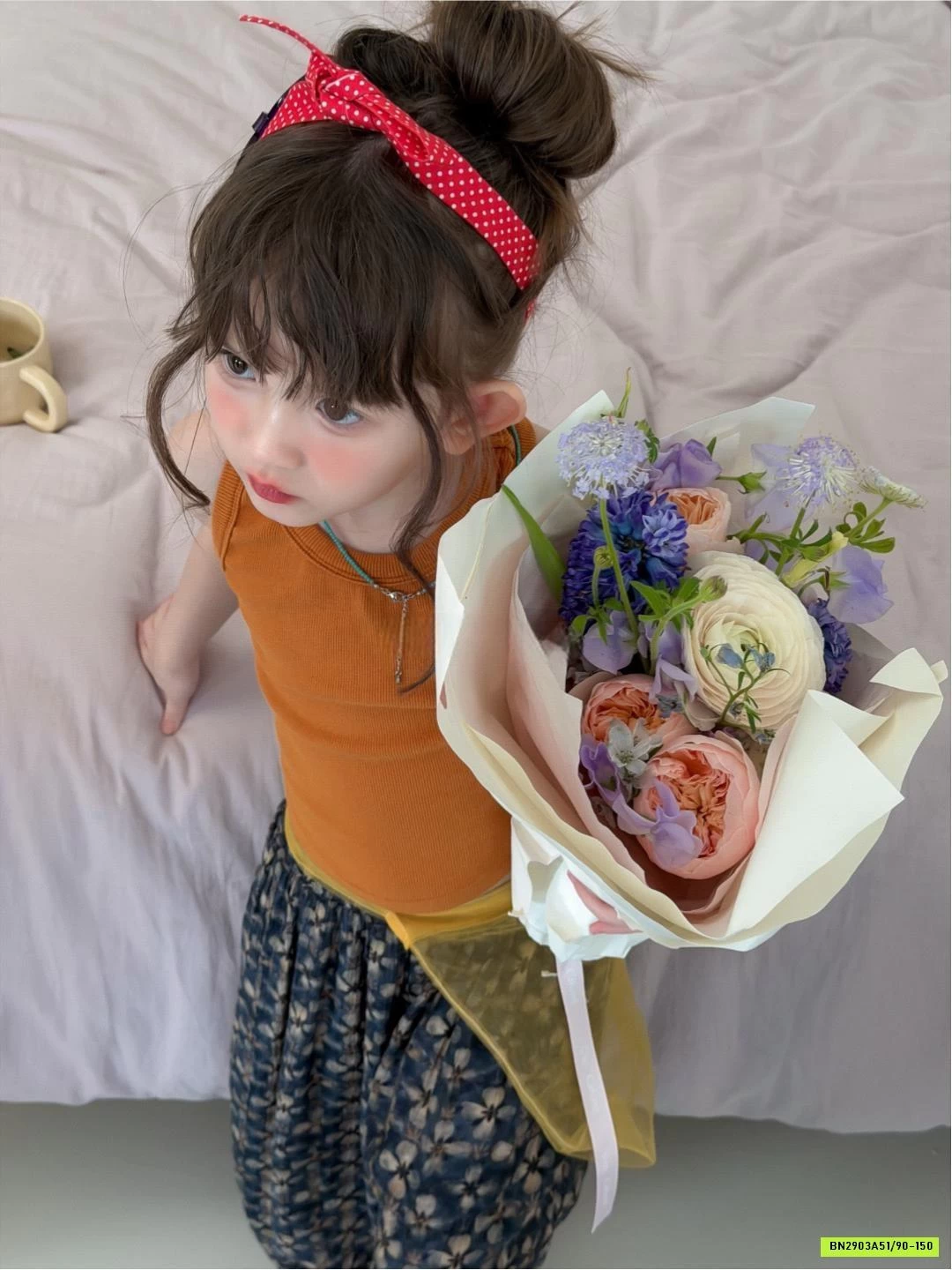 ÁO 3 LỖ CAM MIX QUẦN BOM HOA