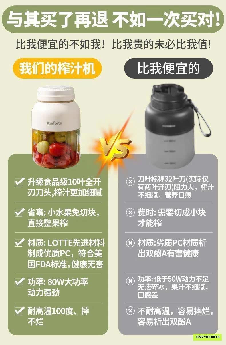 MÁY XAY ÉP TRÁI CÂY CẦM TAY KONFORTE