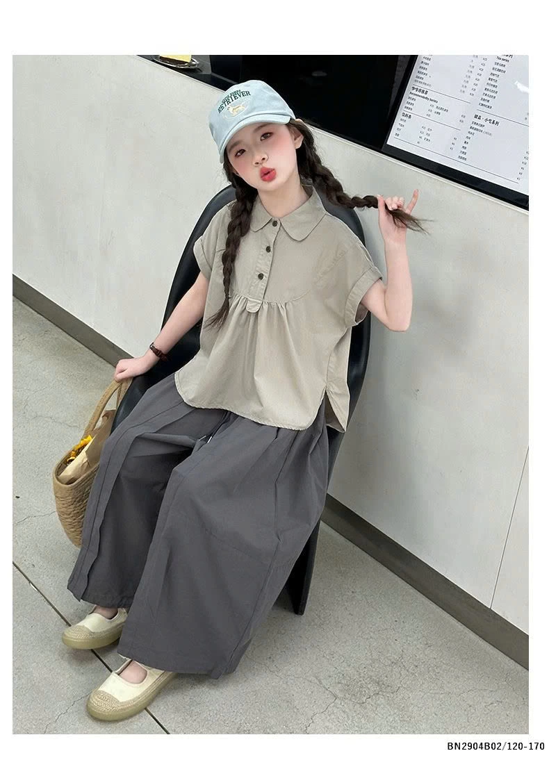 SÉT SƠ MI NÂU MIX QUẦN ỐNG RÔNG