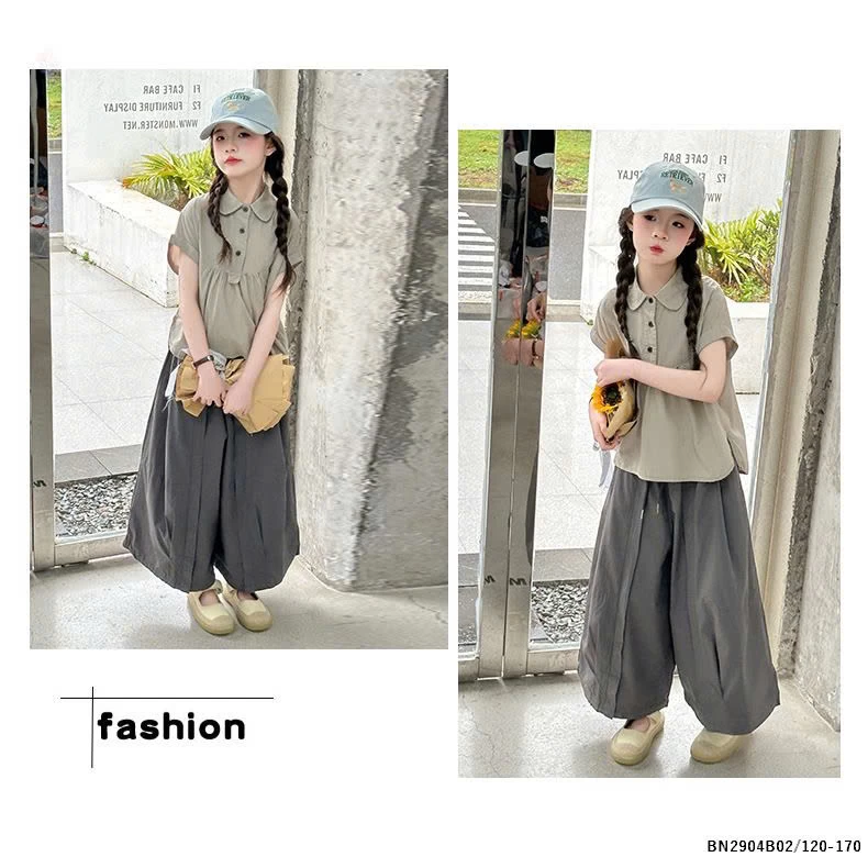 SÉT SƠ MI NÂU MIX QUẦN ỐNG RÔNG