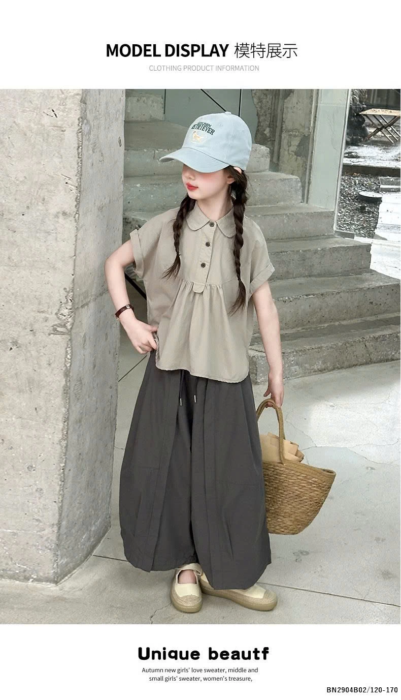 SÉT SƠ MI NÂU MIX QUẦN ỐNG RÔNG