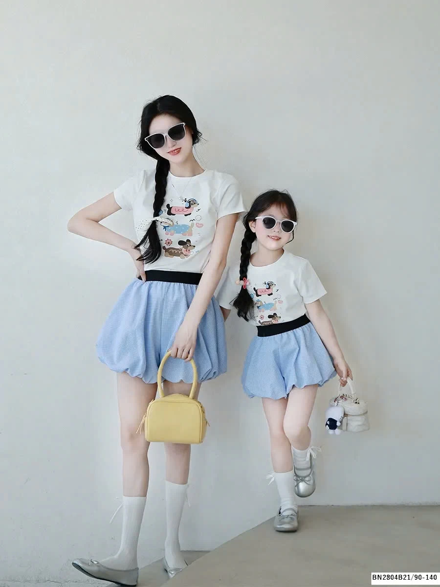 SET ÁO THUN MIX QUẦN BÍ XANH MẸ BÉ