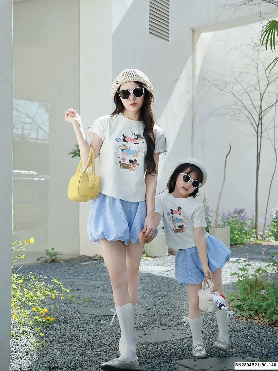 SET ÁO THUN MIX QUẦN BÍ XANH MẸ BÉ