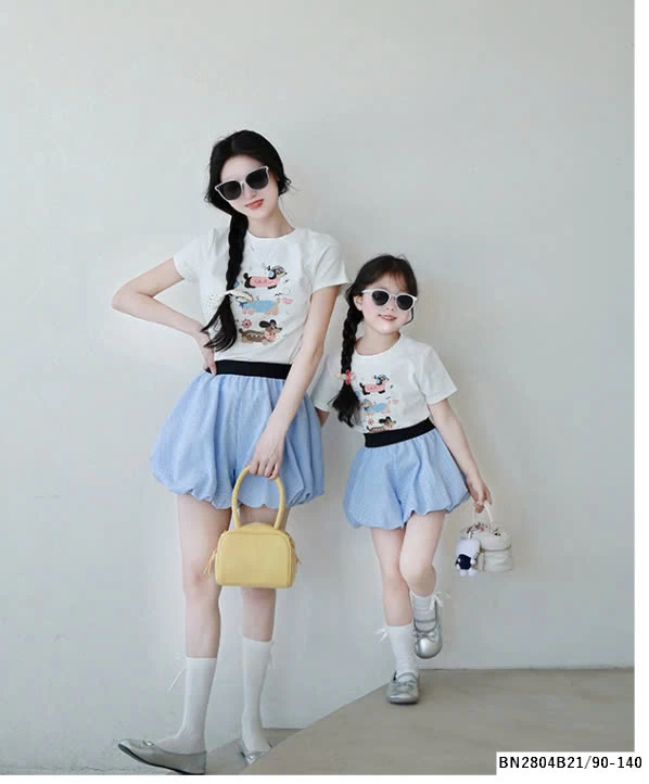 SET ÁO THUN MIX QUẦN BÍ XANH MẸ BÉ