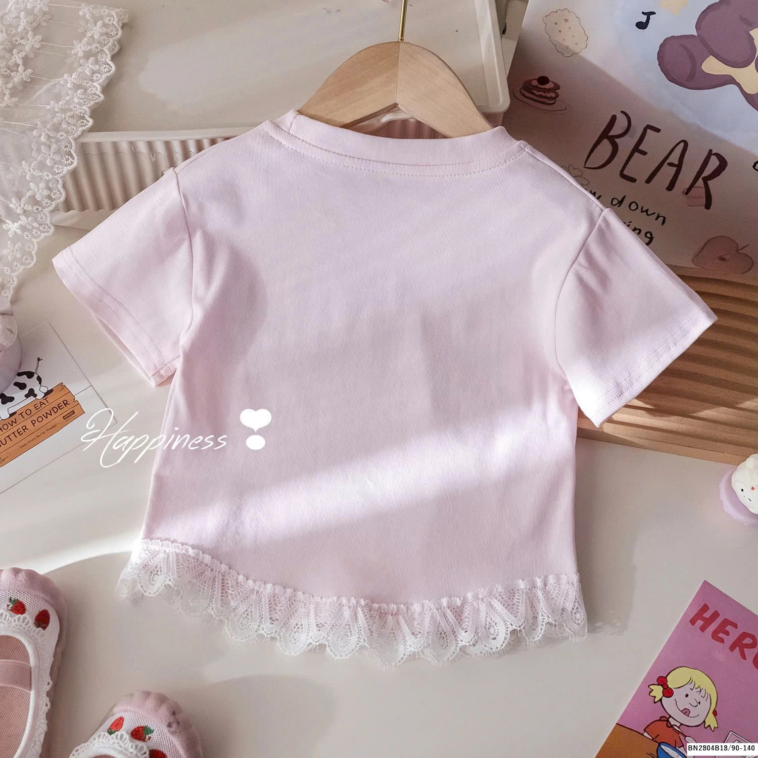 ÁO HELLO KITTY PHỐI REN CHO BÉ GÁI