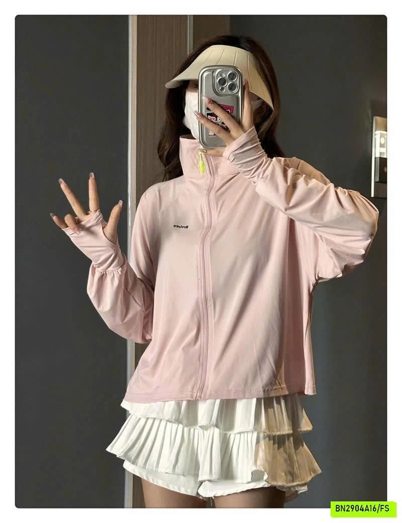 ÁO CHỐNG NẮNG CỔ ĐỨNG VẢI BĂNG LỤA