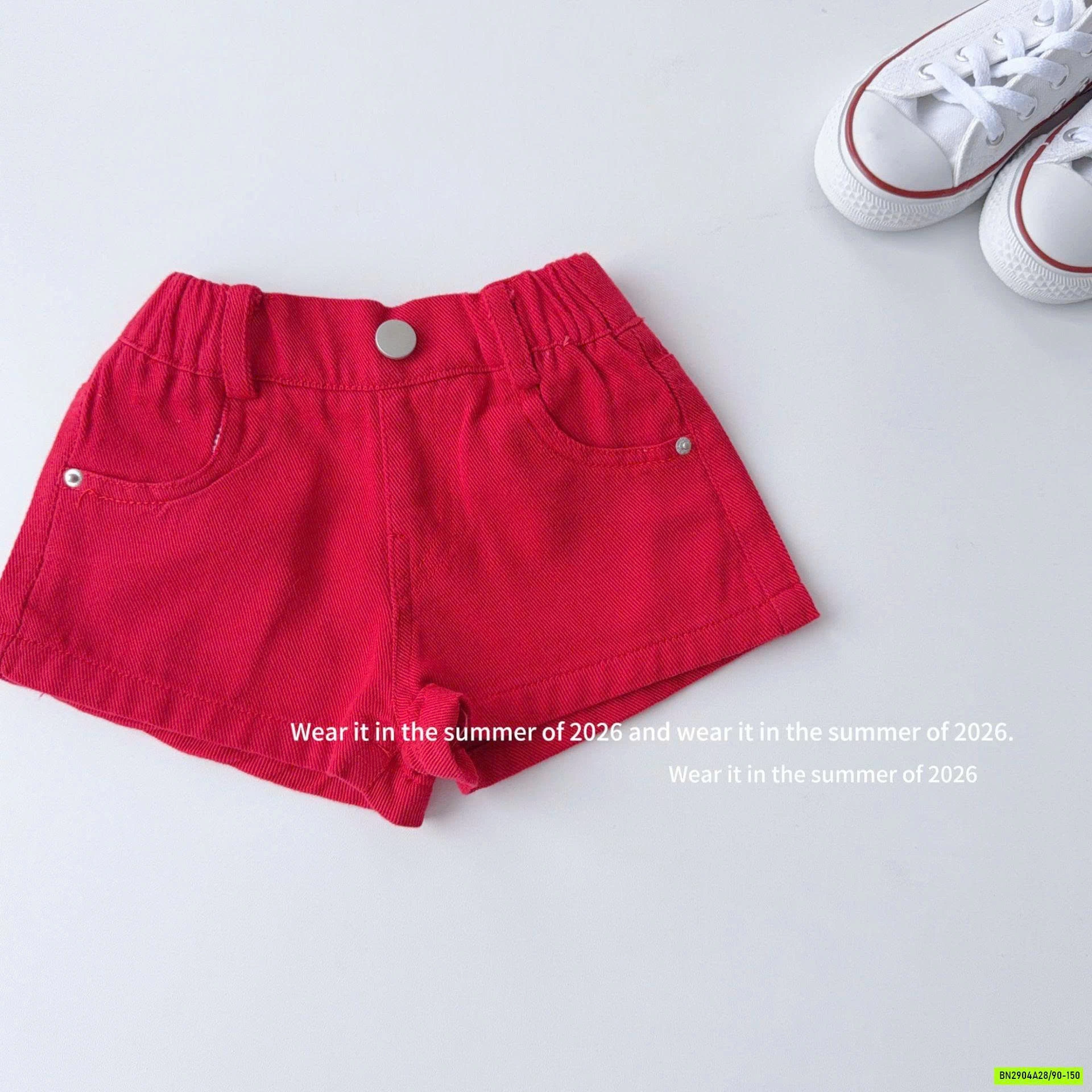 SHORT THÔ CẠP CHUN TRƠN MÀU QKIDS