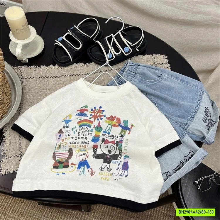 ÁO HOẠT HÌNH MIX JEANS LỬNG