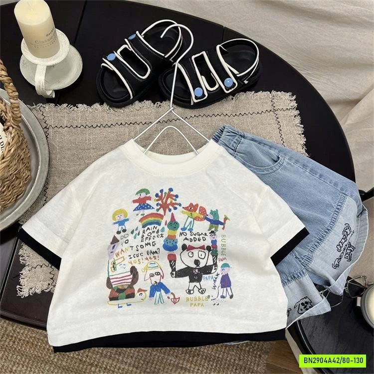 ÁO HOẠT HÌNH MIX JEANS LỬNG