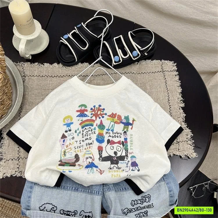 ÁO HOẠT HÌNH MIX JEANS LỬNG