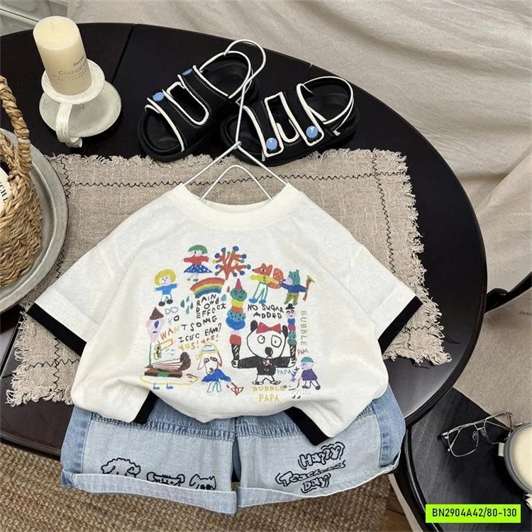 ÁO HOẠT HÌNH MIX JEANS LỬNG