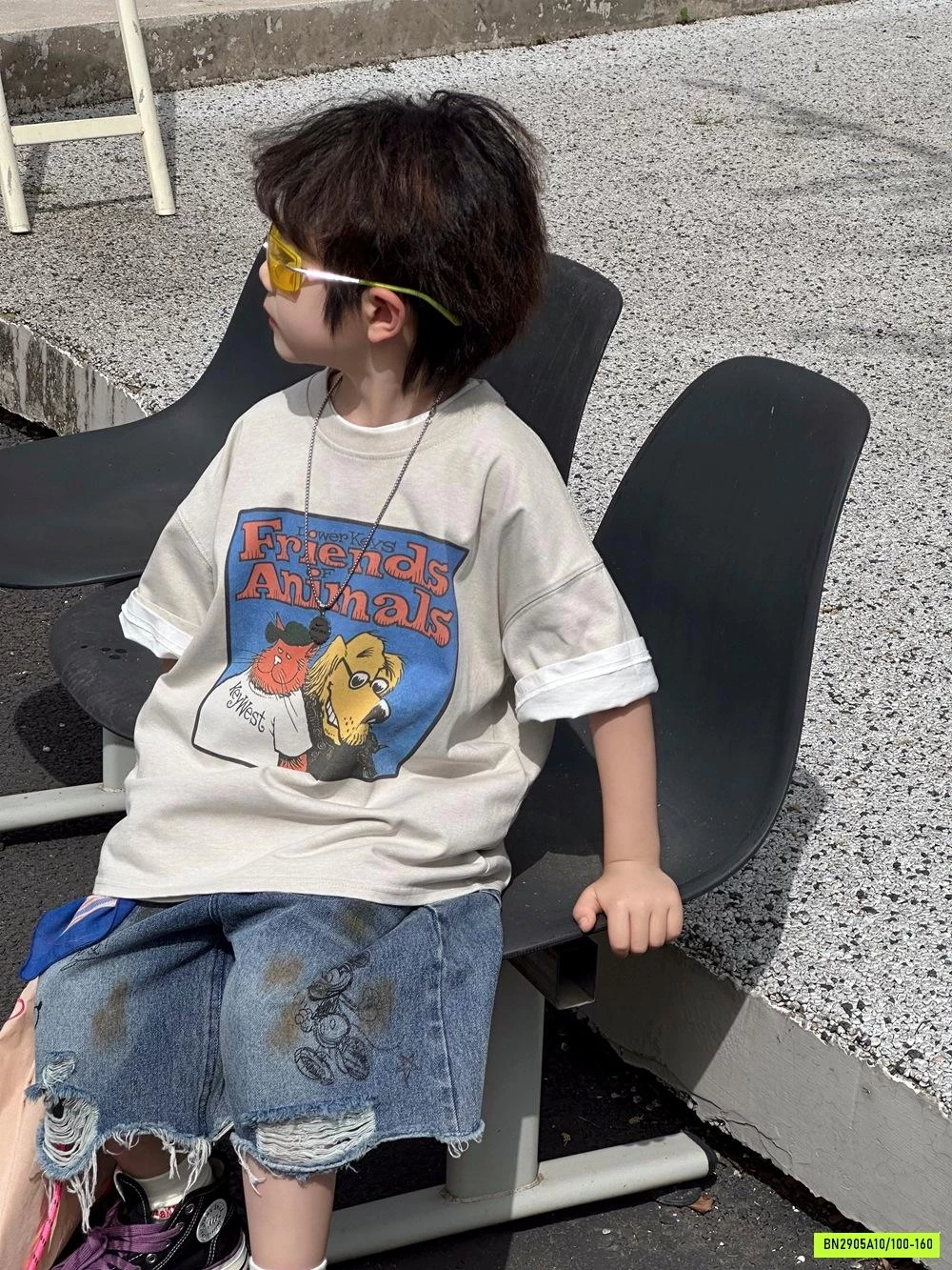 SHORT JEANS MICKEY RÁCH GẤU AFTE