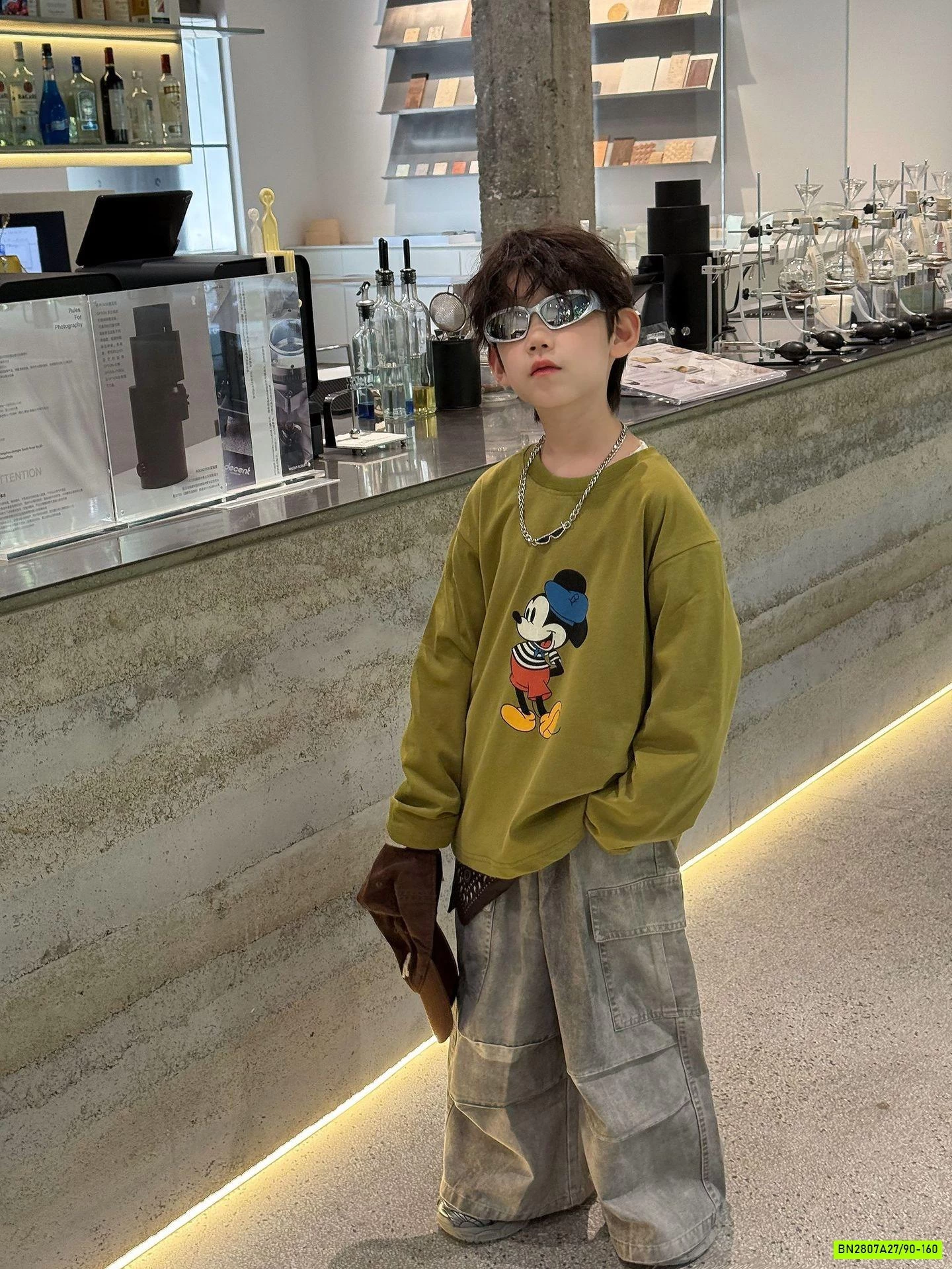 ÁO DÀI TAY MICKEY CỔ TRÒN