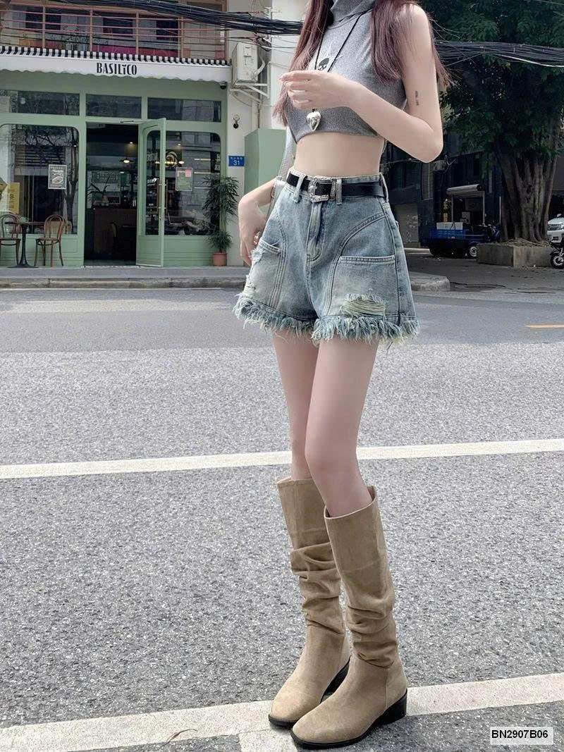 QUẦN JEANS SHORT RÁCH GẤU TUA RUA