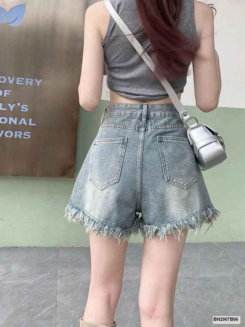 QUẦN JEANS SHORT RÁCH GẤU TUA RUA