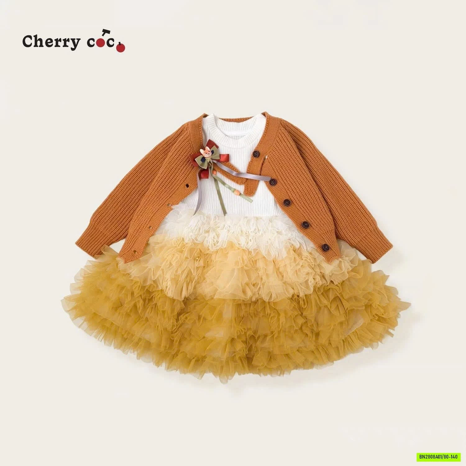 ĐẦM TUTU CAM CHERRYCOCO KÈM KHOÁC LEN