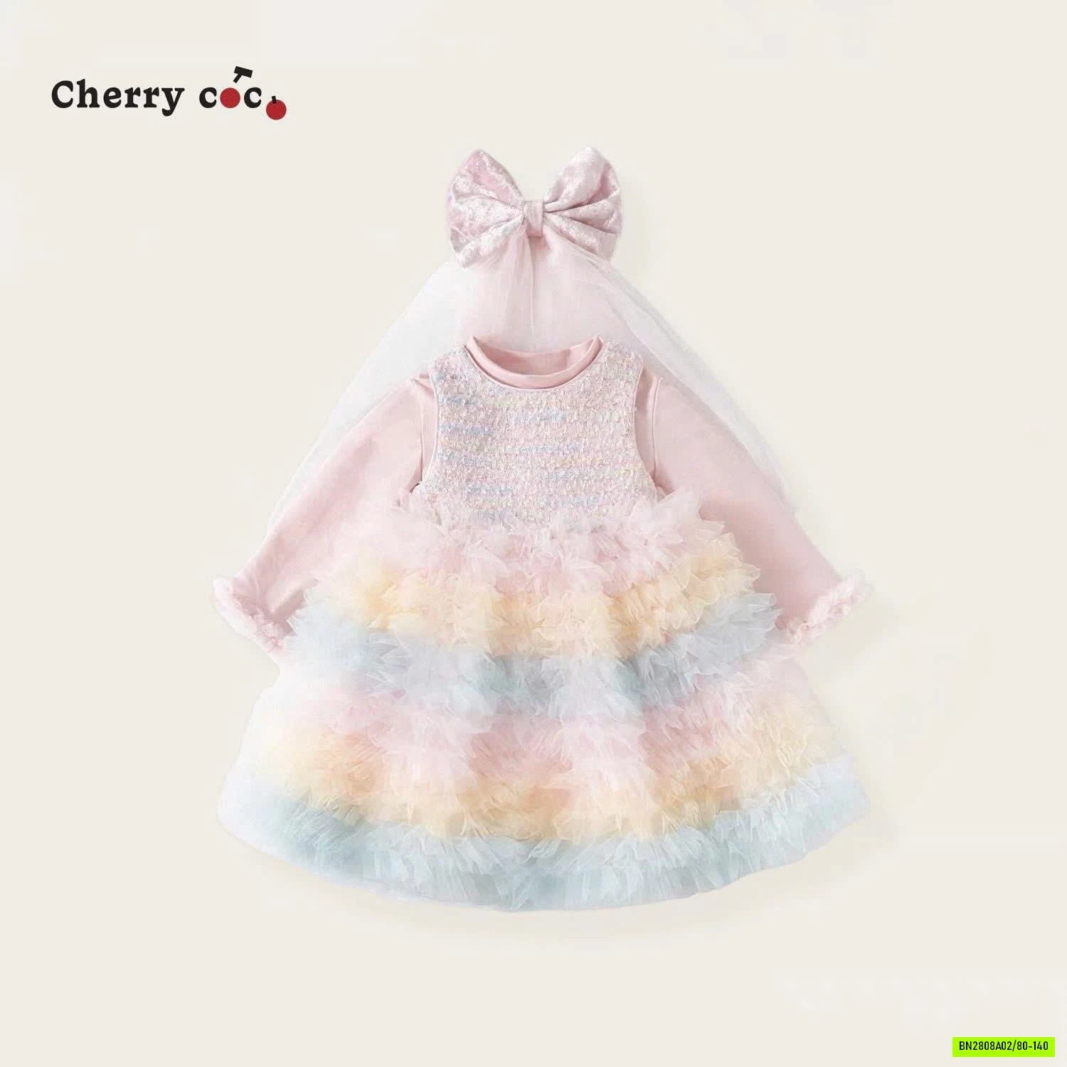 ĐẦM DẠ HỒNG TUTU KÈM ÁO GIỮ NHIỆT CHERRYCOCO