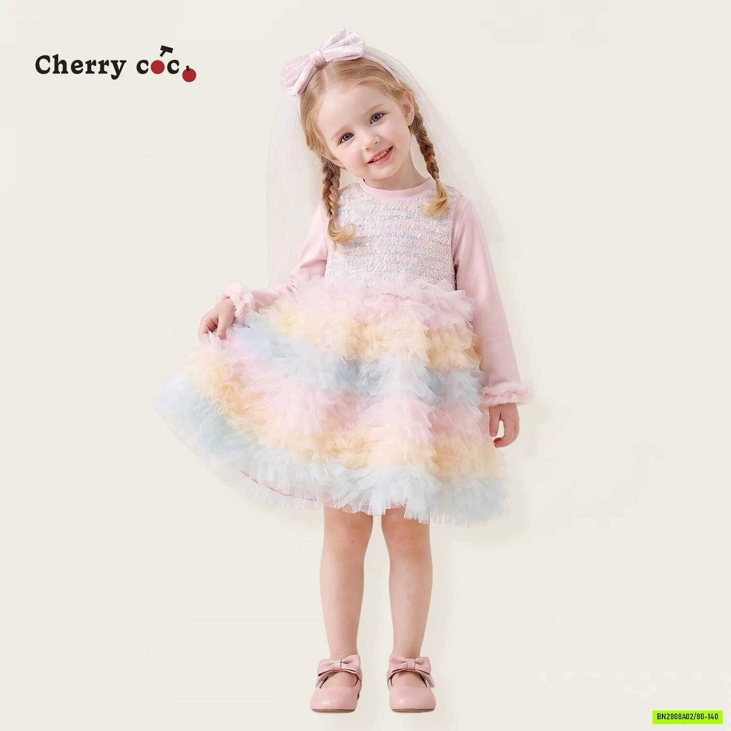 ĐẦM DẠ HỒNG TUTU KÈM ÁO GIỮ NHIỆT CHERRYCOCO