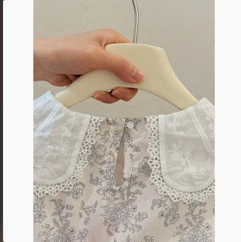 ÁO SƠ MI HOA CỔ PHỐI REN