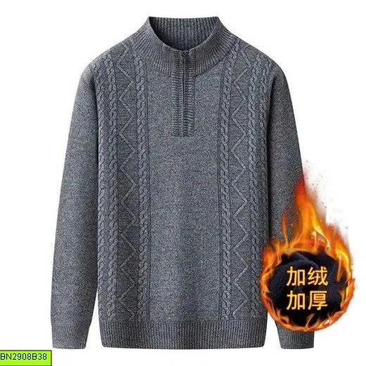 ÁO LEN NAM CỔ CAO KHÓA KÉO LÓT NỈ DÀY ẤM