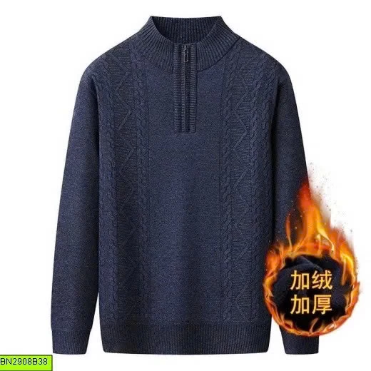 ÁO LEN NAM CỔ CAO KHÓA KÉO LÓT NỈ DÀY ẤM