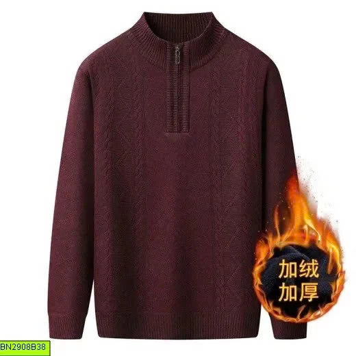 ÁO LEN NAM CỔ CAO KHÓA KÉO LÓT NỈ DÀY ẤM
