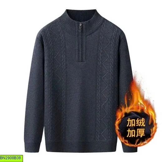 ÁO LEN NAM CỔ CAO KHÓA KÉO LÓT NỈ DÀY ẤM
