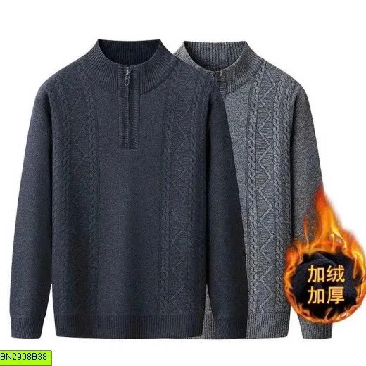 ÁO LEN NAM CỔ CAO KHÓA KÉO LÓT NỈ DÀY ẤM