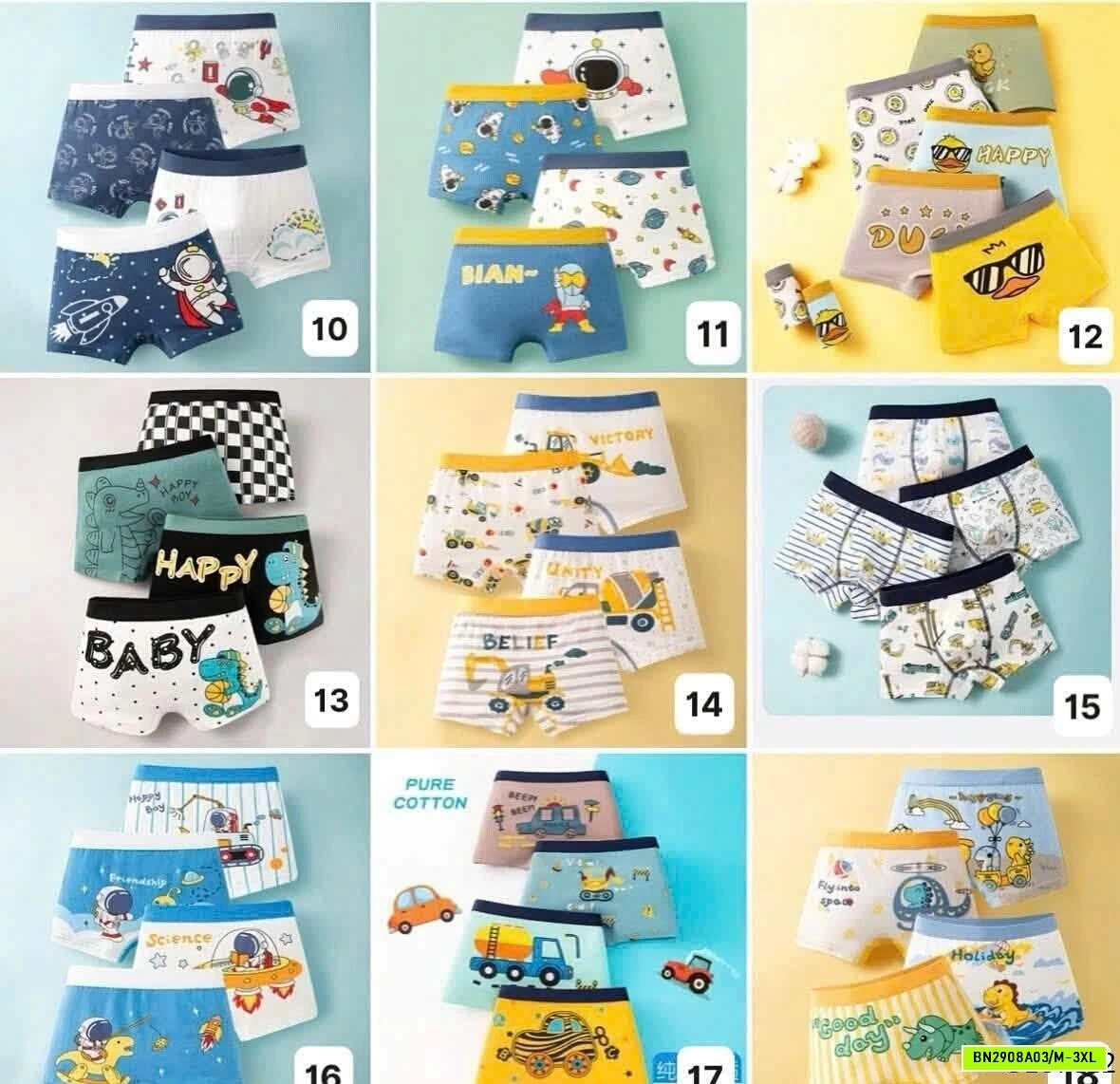SET 4 QUẦN CHIP ĐÙI IN HÌNH BT