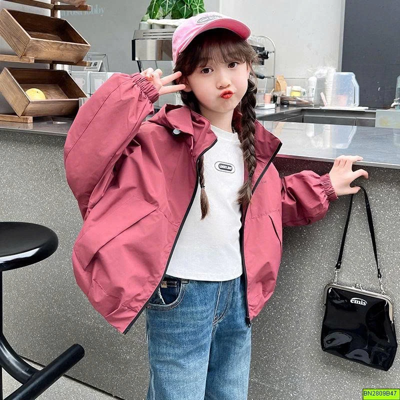 ÁO KHOÁC GIÓ HỒNG BÉ GÁI