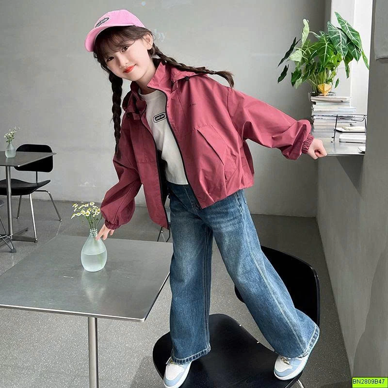 ÁO KHOÁC GIÓ HỒNG BÉ GÁI