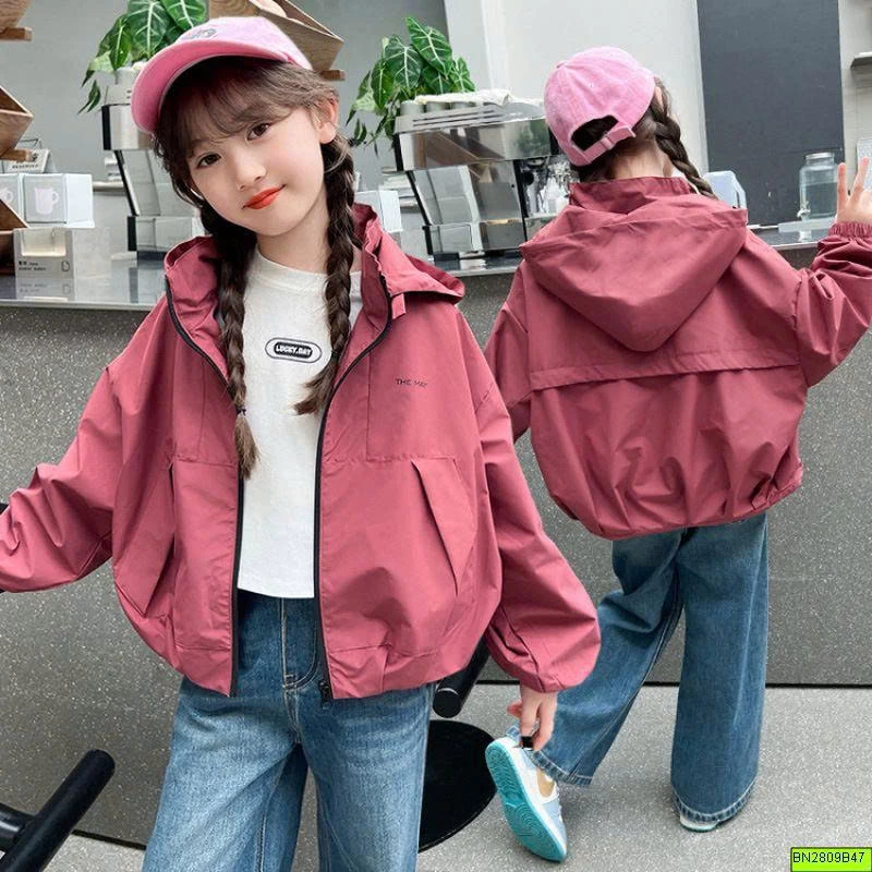 ÁO KHOÁC GIÓ HỒNG BÉ GÁI