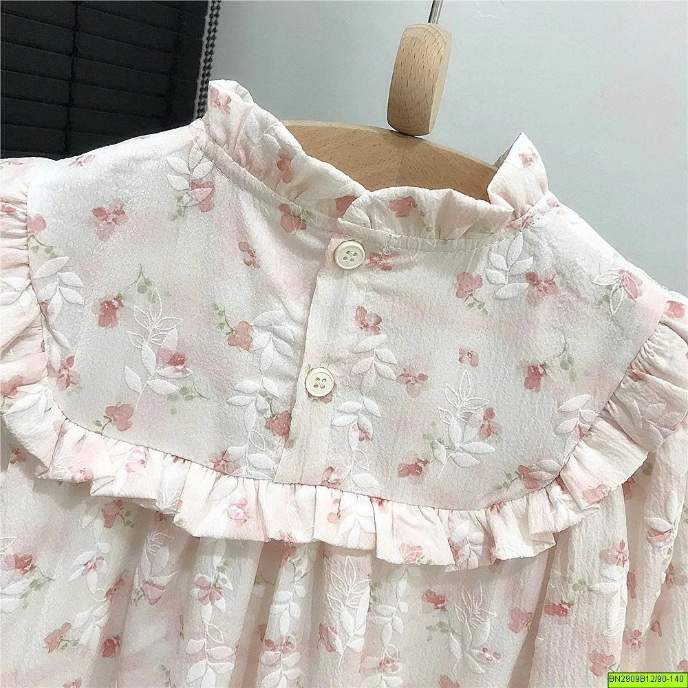 SET ĐẦM HOA MIX KHOÁC LEN HỒNG