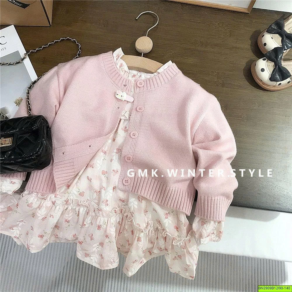 SET ĐẦM HOA MIX KHOÁC LEN HỒNG