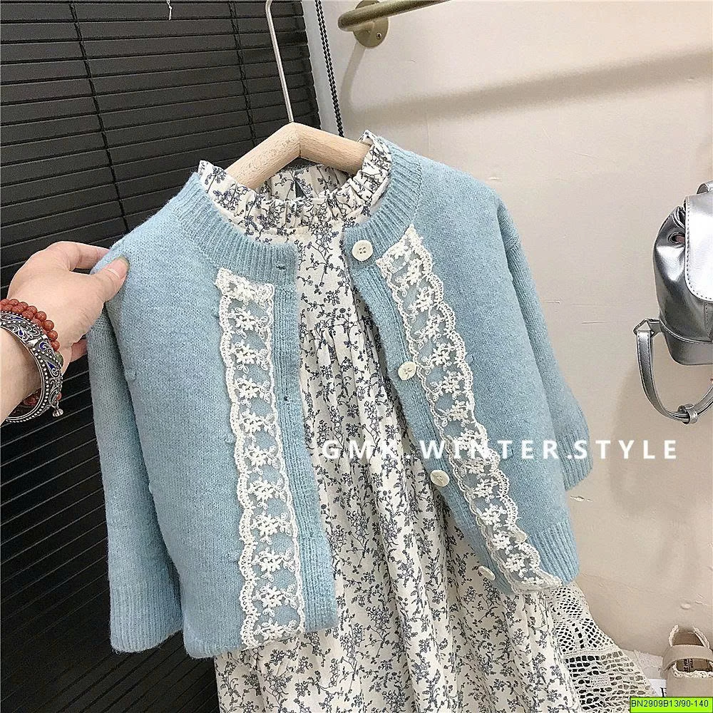 SET ĐẦM HOA MIX KHOÁC LEN XANH