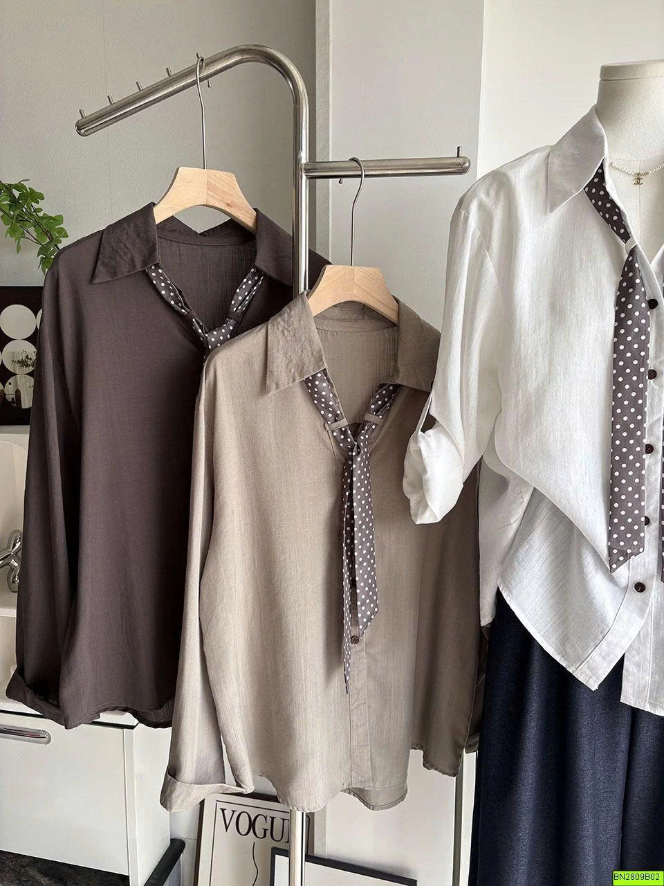 ÁO SƠ MI DÀI TAY KÈM DÂY BUỘC