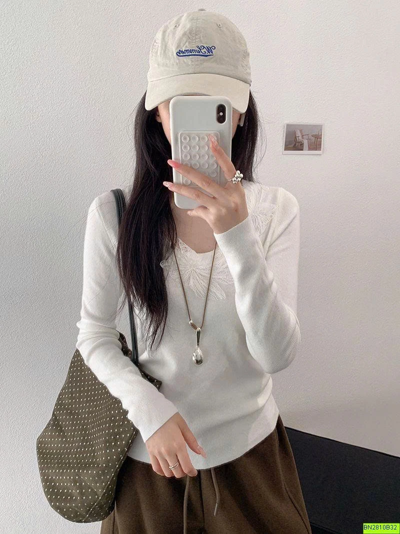 ÁO DỆT KIM CỔ PHỐI REN