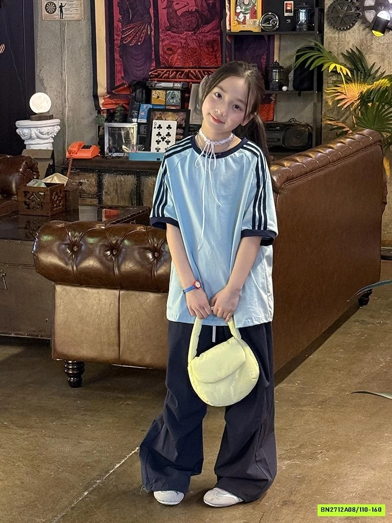 ÁO THUN CỔ TRÒN SỌC VAI TCKIDS