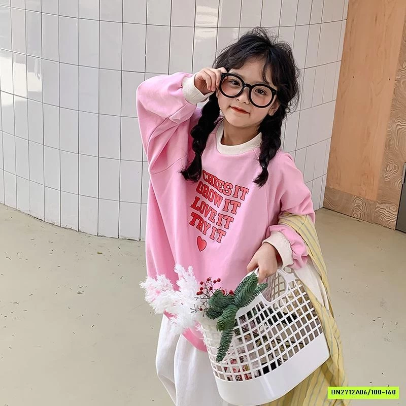 ÁO NỈ DA CÁ IN CHỮ VIỀN CỔ TCKIDS