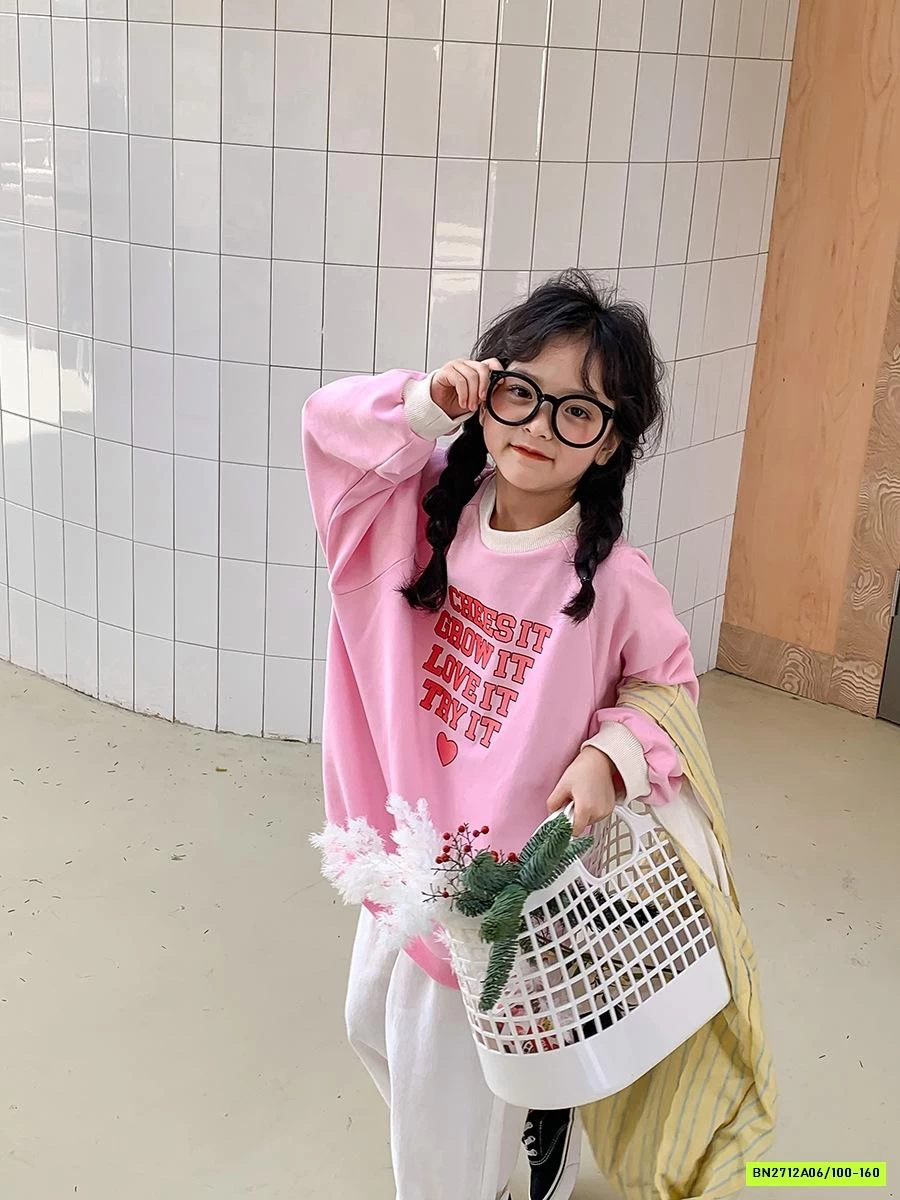 ÁO NỈ DA CÁ IN CHỮ VIỀN CỔ TCKIDS