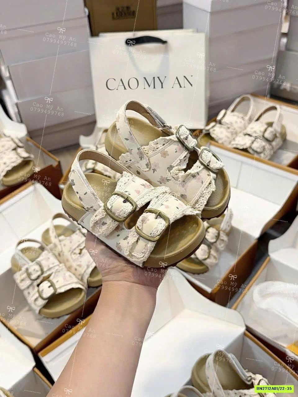 SANDAL HOA NHÍ ĐẾ KẾP VIỀN REN