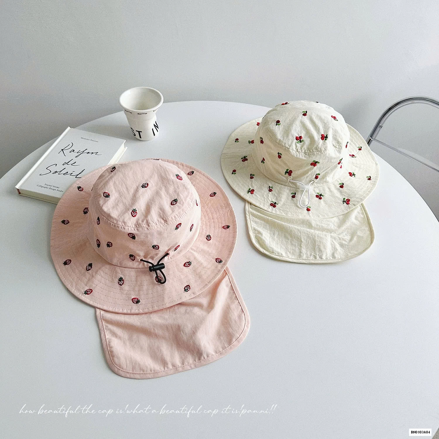 MŨ BÈO THÊU HÌNH KÈM VẠT CHE