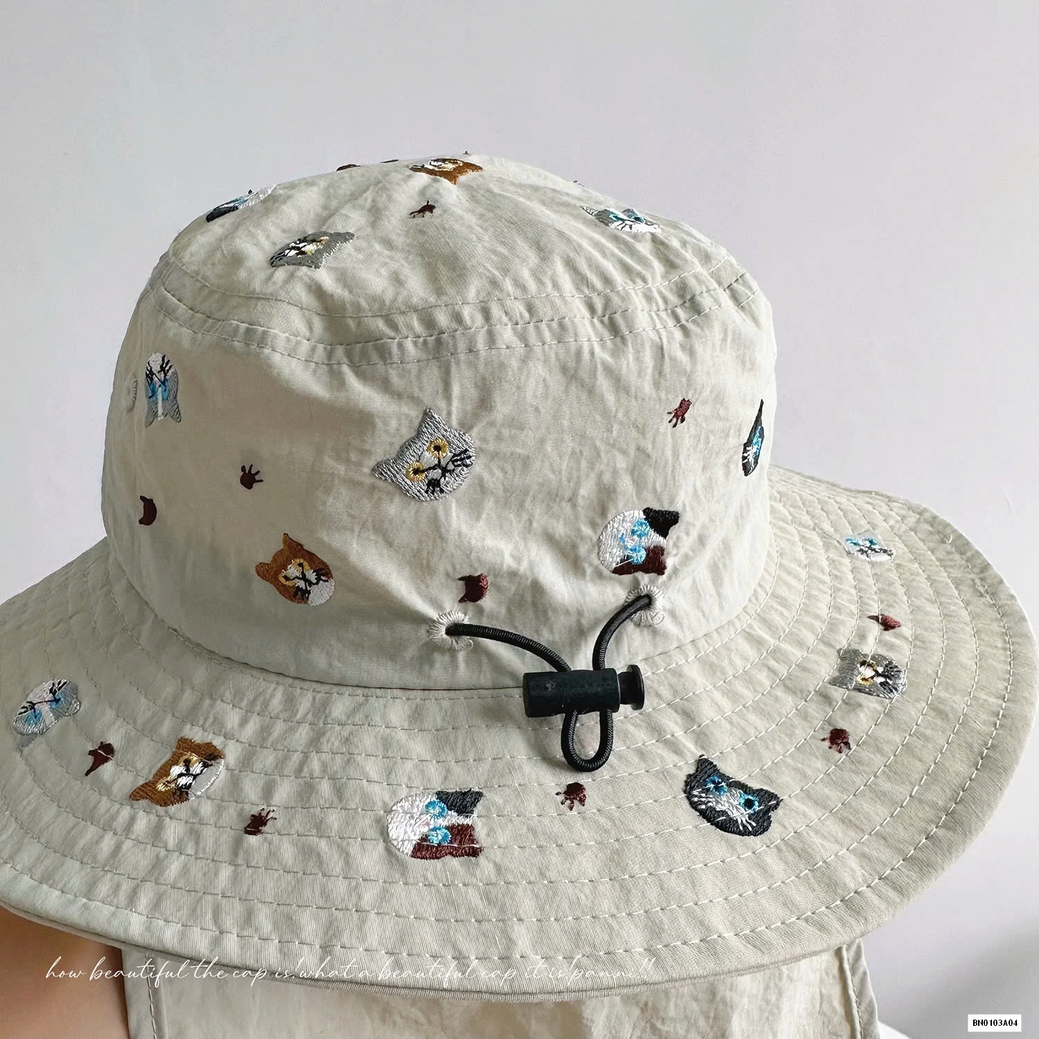 MŨ BÈO THÊU HÌNH KÈM VẠT CHE