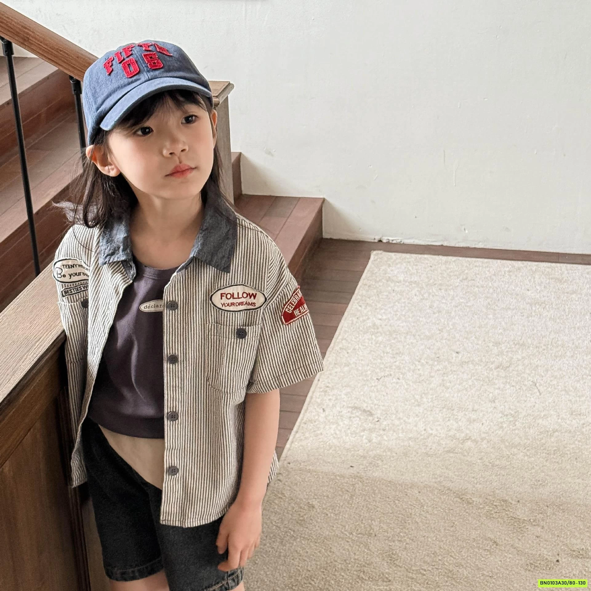 SƠ MI NGẮN TAY THÊU CHỮ 6250 ADBABY