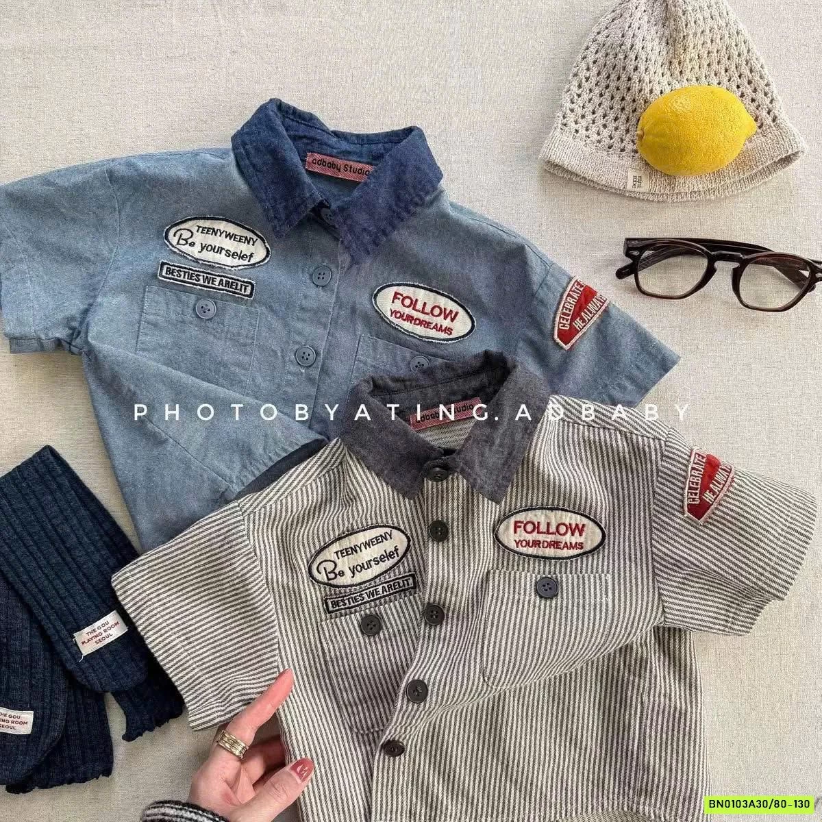 SƠ MI NGẮN TAY THÊU CHỮ 6250 ADBABY