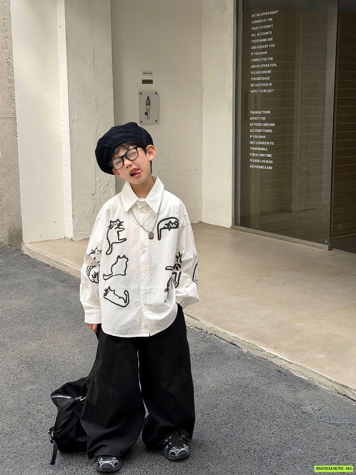 SƠ MI TRẮNG IN MÈO FANSHU